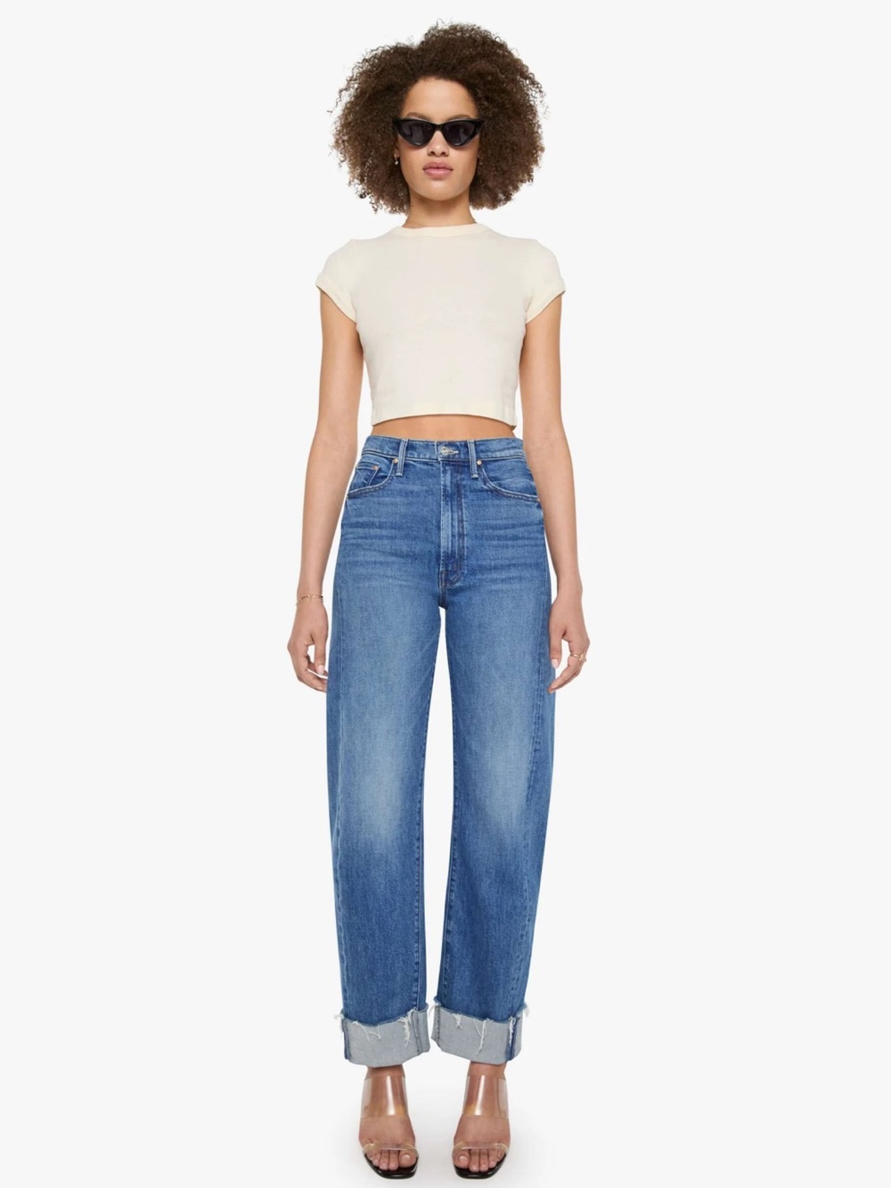 nwt mother half-pipe cuff fray jean